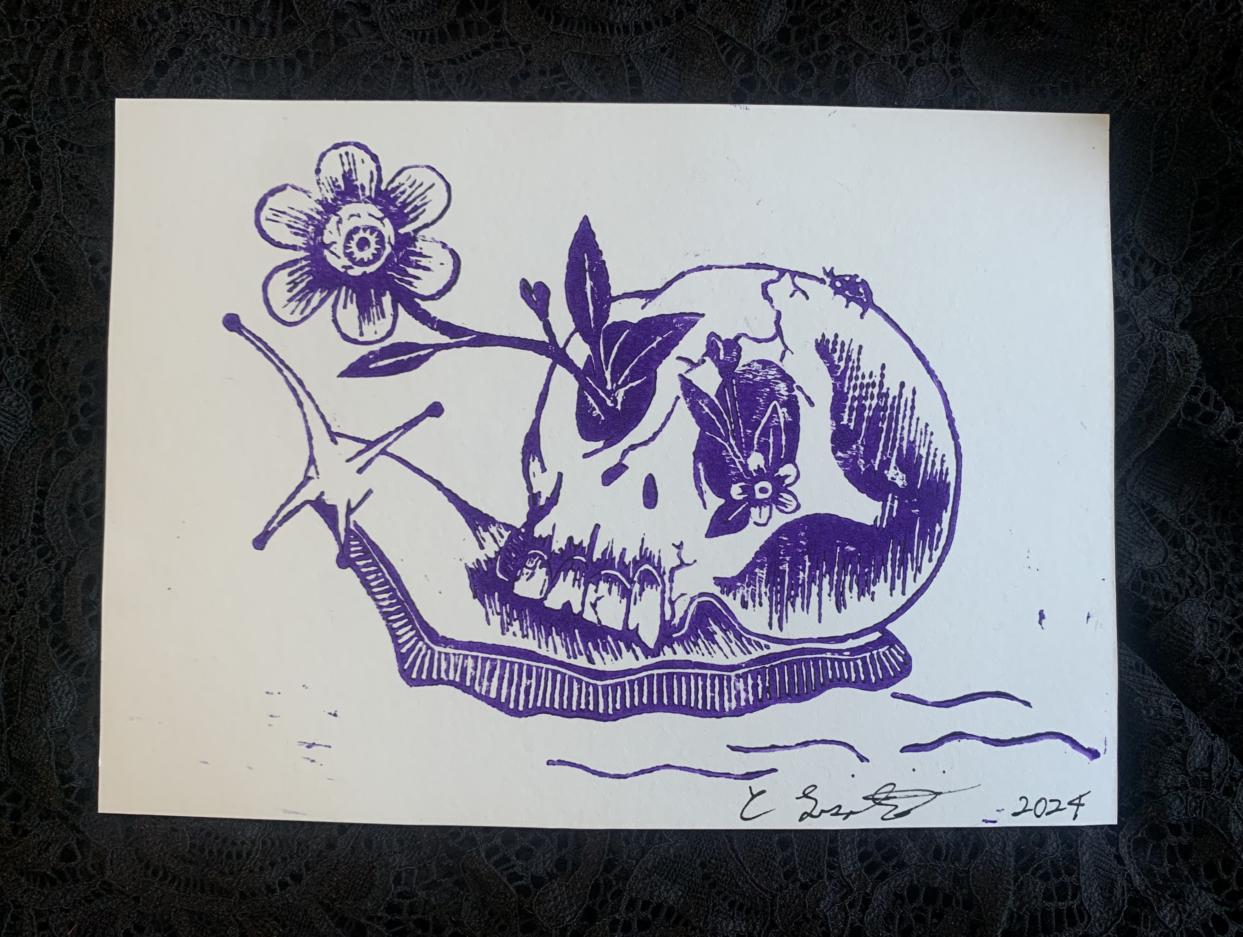 PaintEater Illustration of snail with skull shell